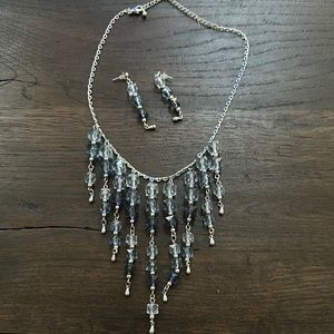 Blue and Silver Cascading Fringe Necklace